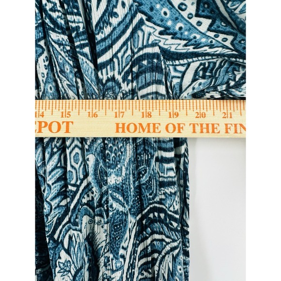 Go Softly Patio Dress Women Blue Tassle Flutter Sleeve Sz L Mumuu Q1015 - Picture 4 of 12